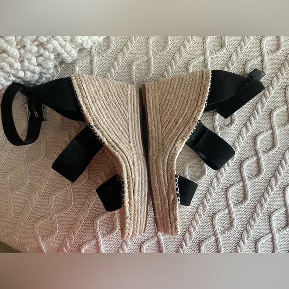 INC Black Faux Suede Side Buckle Catianna Wedge Women’s size 7.5 - Picture 8 of 12